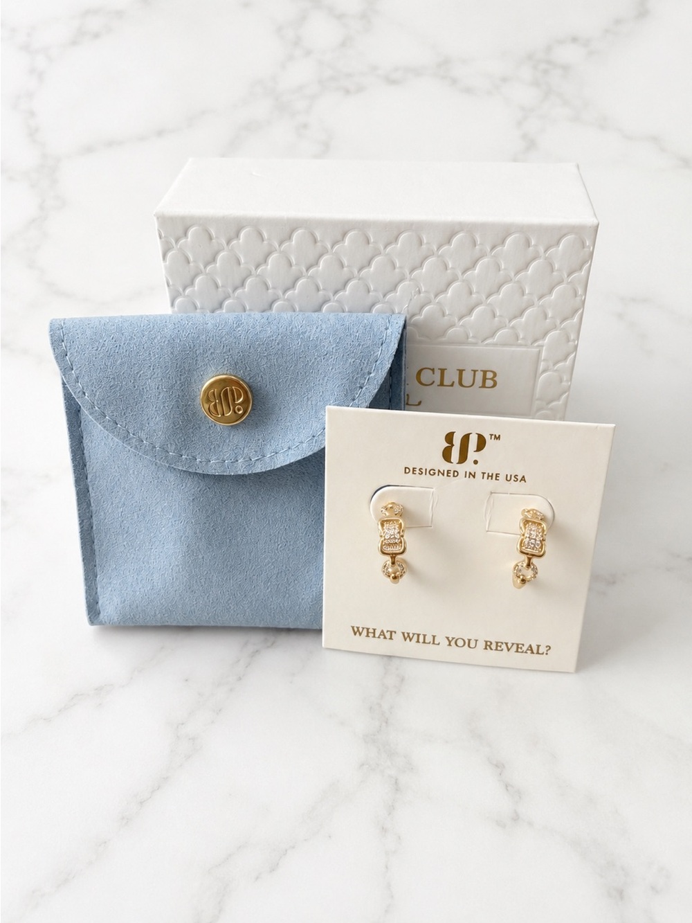 NEW Bomb Party She’s The Standard Earrings Sterling Silver with Gold Plating